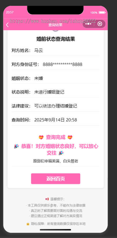 AI婚姻查询小工具抖音快手微信小程序看广告流量主开源