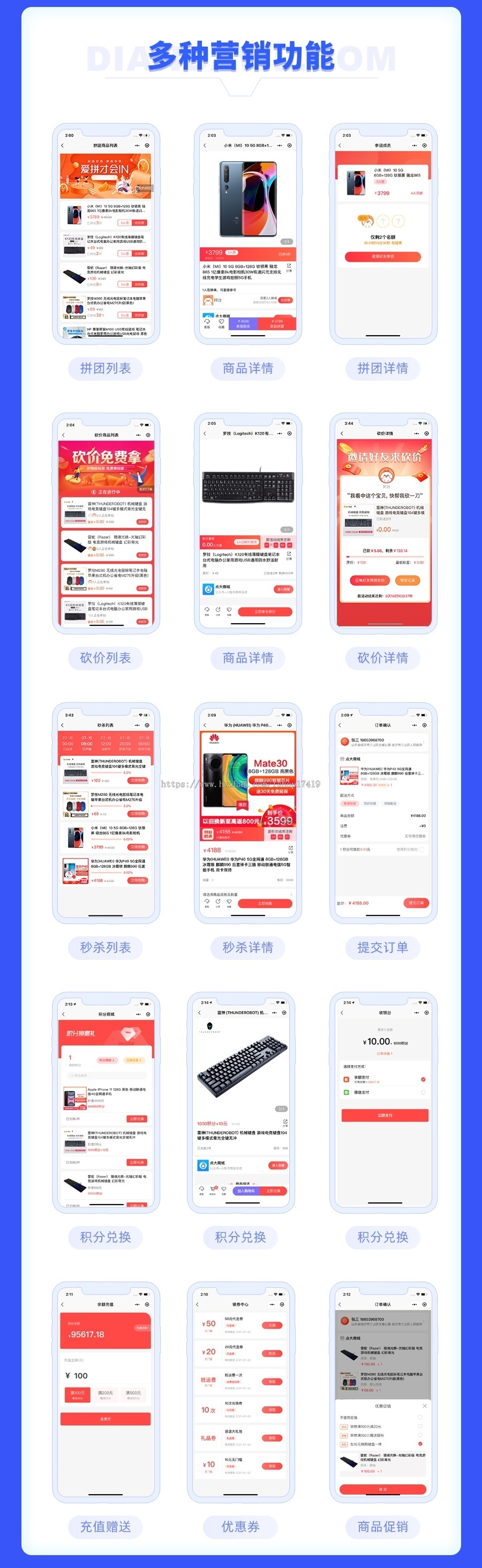 点大商城正版SAAS坑位小程序合伙人低价拿货分销直播分红秒杀拼团砍价多商户积分商城