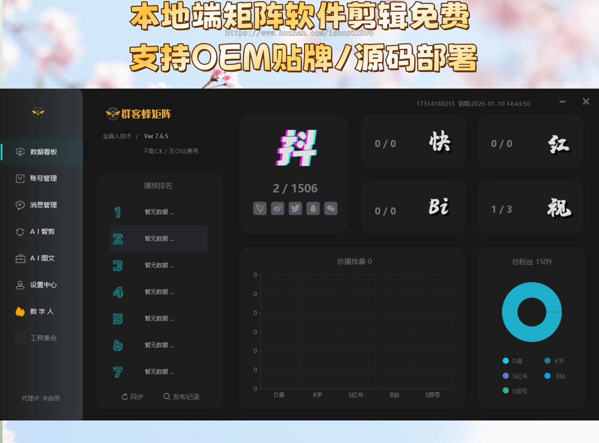 短视频矩阵源码OEM贴牌多平台管理账号批量剪辑自动发布
