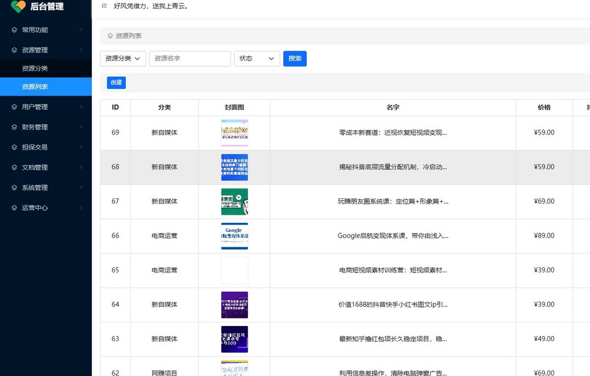 知识付费,付费资源系统