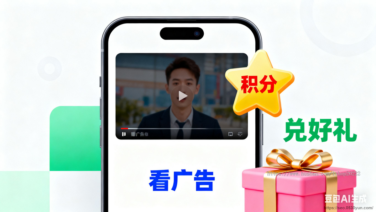 看激励视频广告签到任务得积分兑换商城流量主H5小程序开源