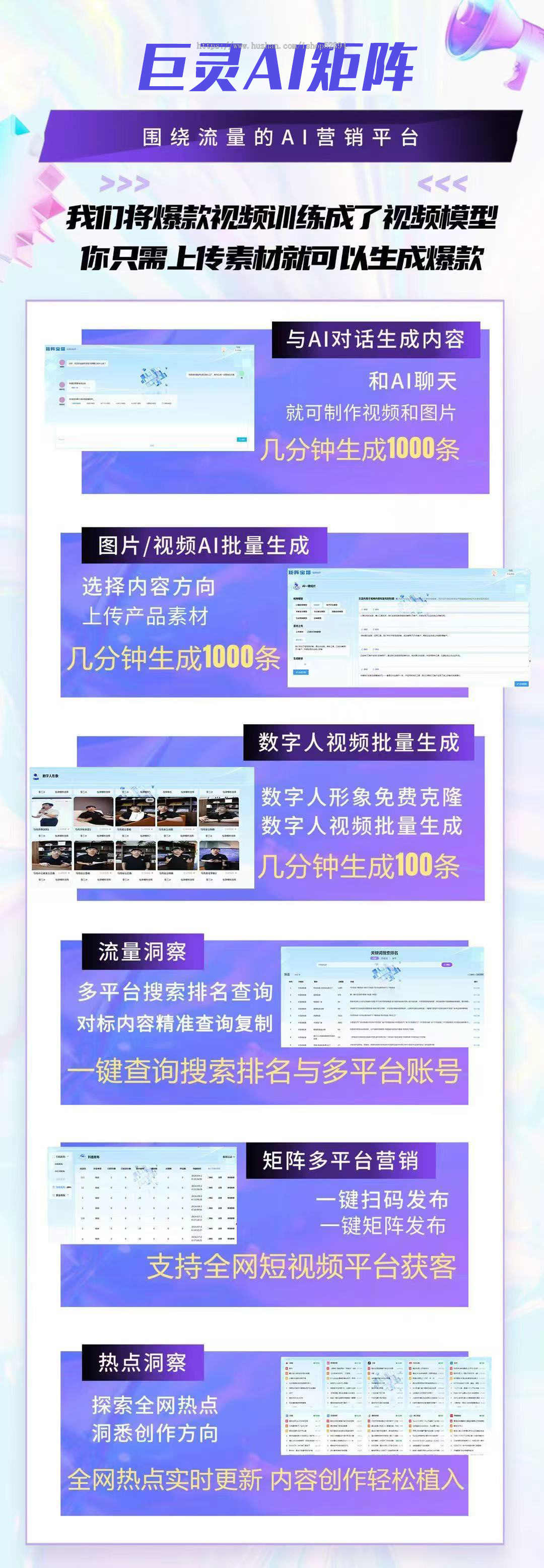 抖音短视频矩阵系统批量多账号发布快手AI智能剪辑定时自动发布数字人克隆图文