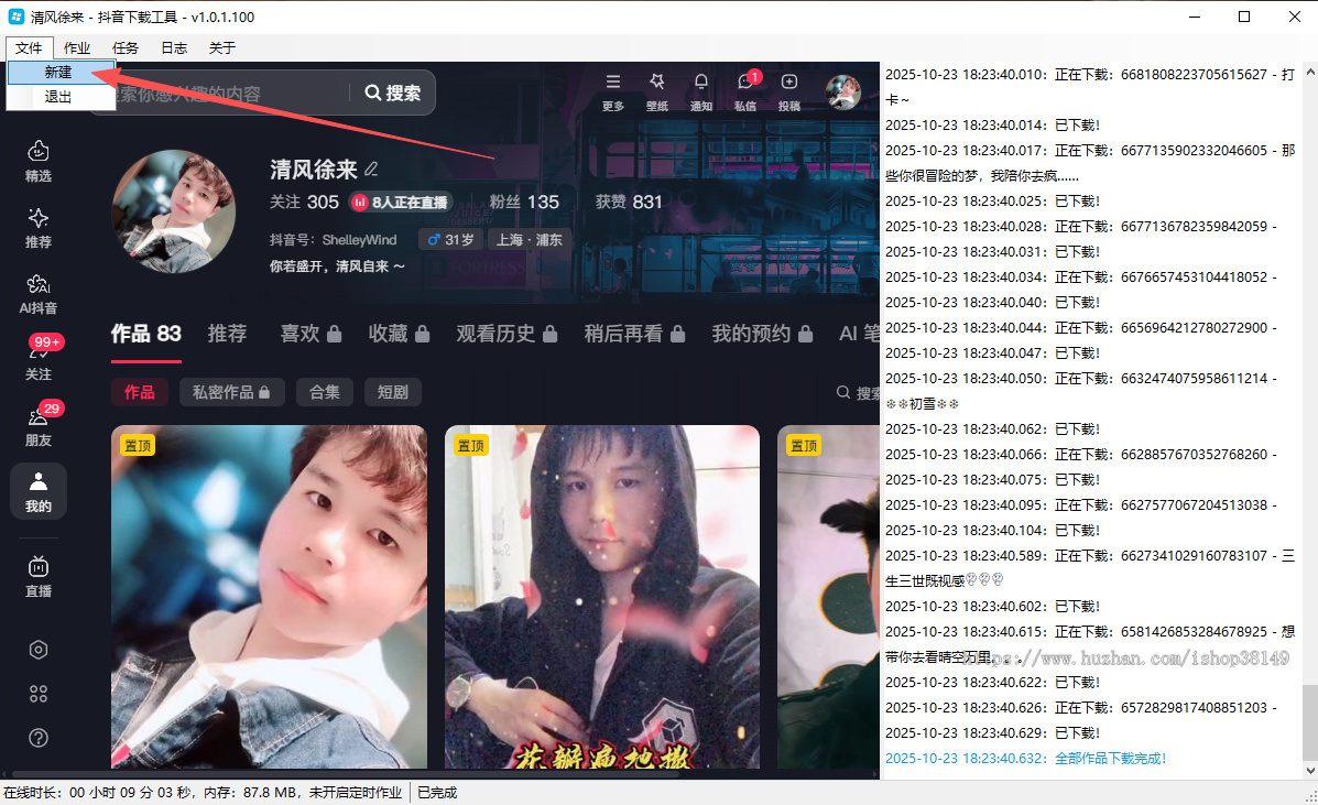 抖音作品无水印批量下载工具.NET源码