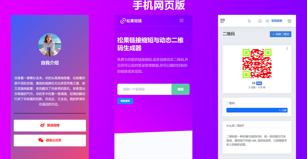 短网址短链接生成源码,防风防虹可以自定义转跳页面和生成各种样式二维码