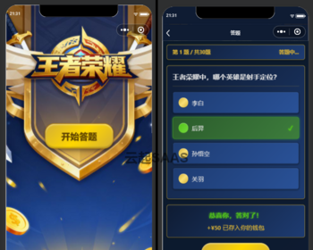 王者荣耀答题赚钱抖音快手微信小程序看广告流量主开源