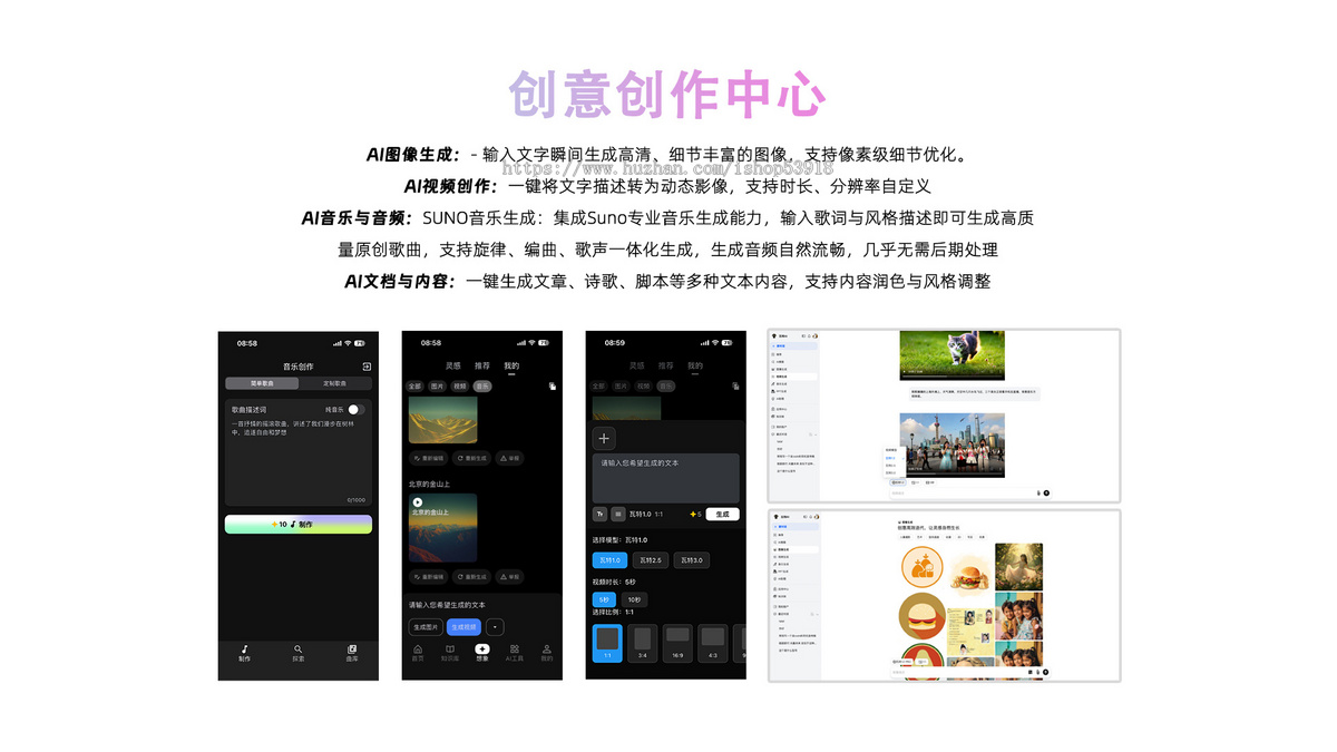 AI创作/AI对话/图片生成/视频生成/实时音视频