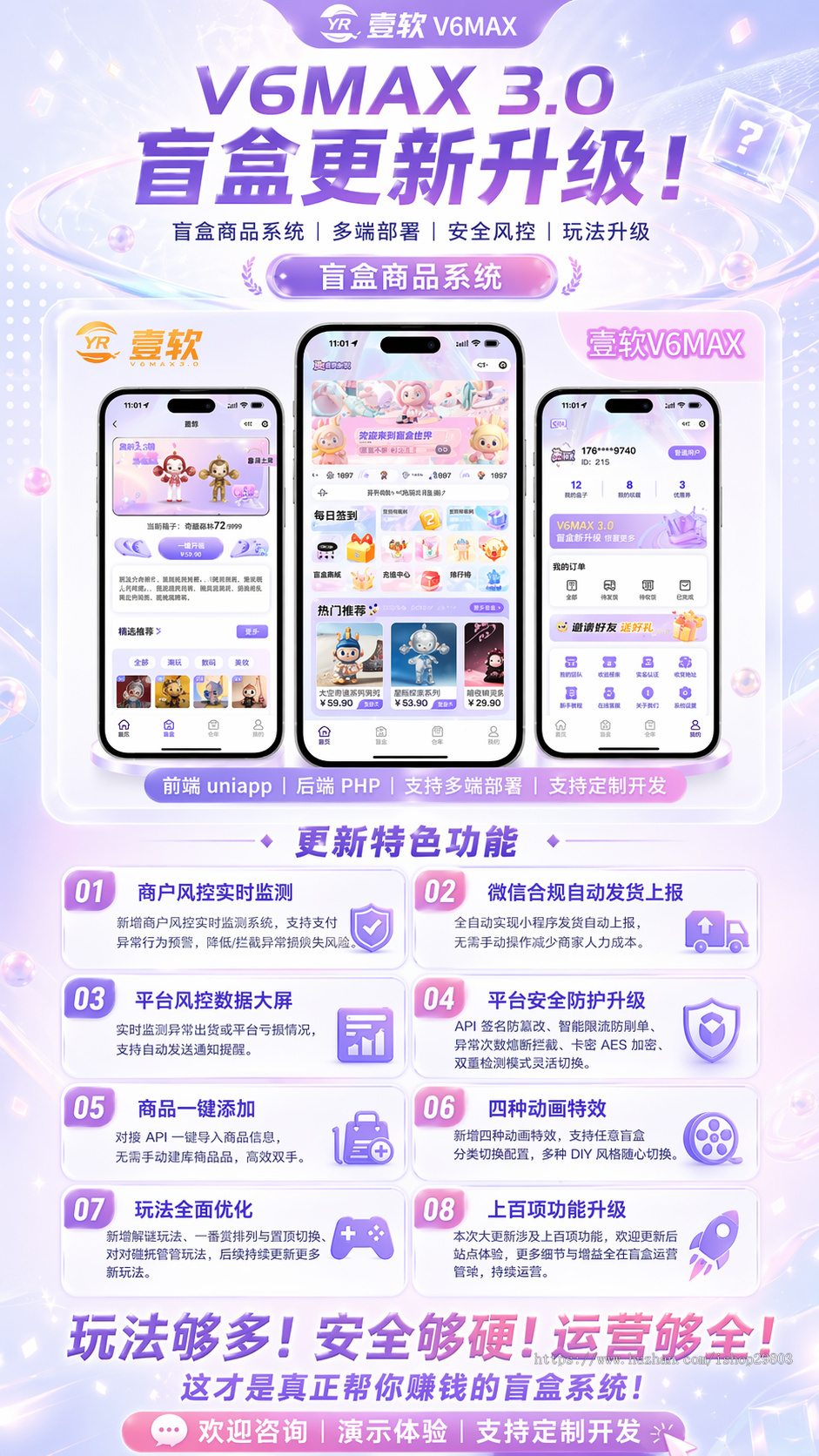【2026年壹软V6MAX】全开源盲盒源码系统/Uniapp前端+PHP后端一番赏爬塔排名榜无限赏