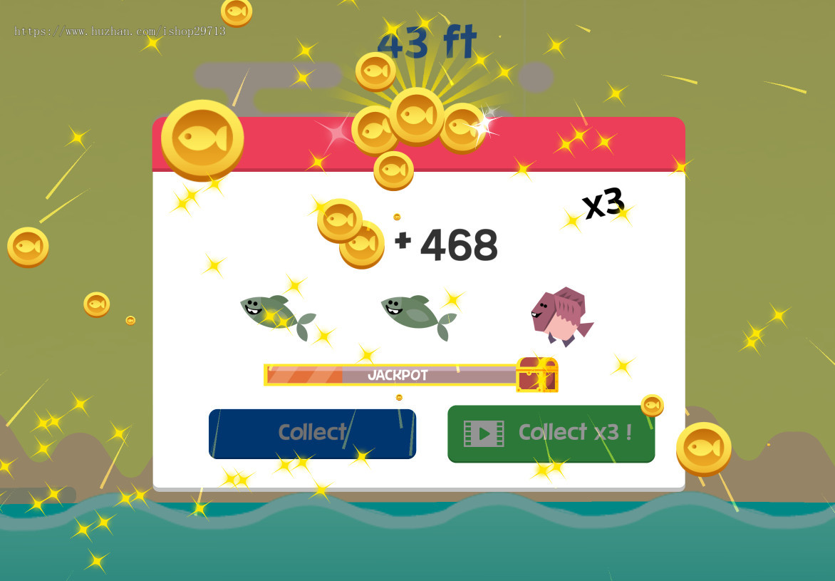 HTML5休闲小游戏《钓鱼轨迹》带广告接口
