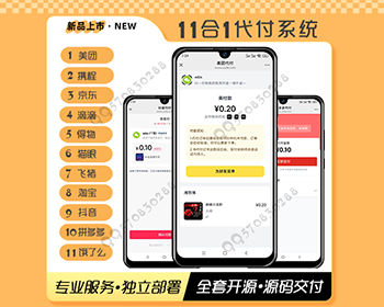 全新代付系统【11合1代付】美团抖音淘宝代付系统源码