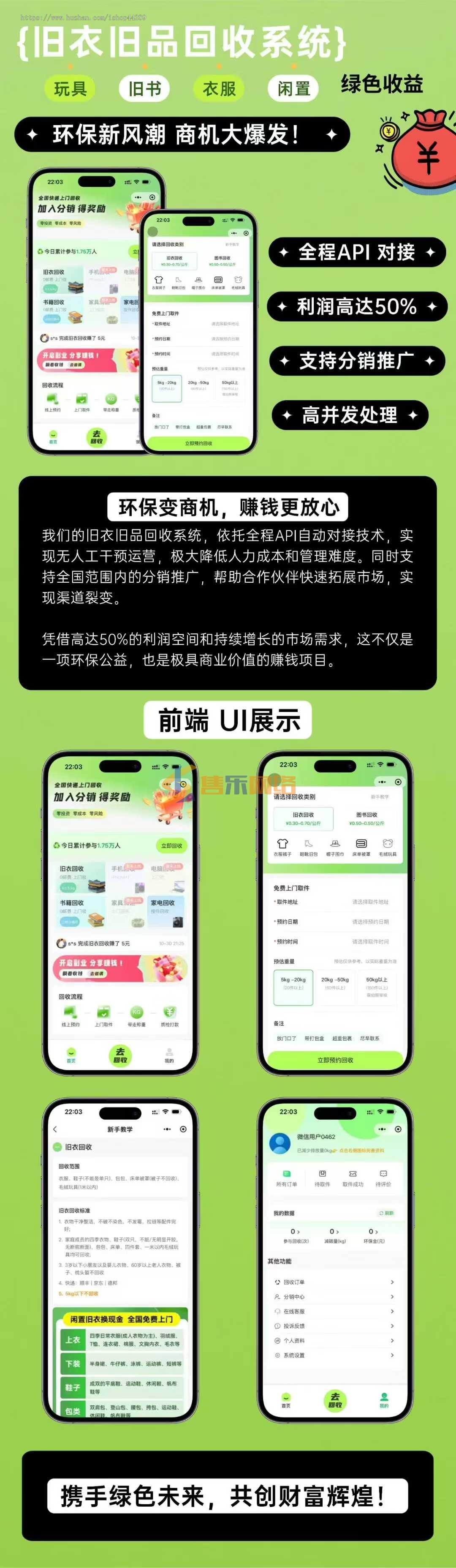 旧衣旧书杂物全国快递上门回收小程序-全程API对接-支持分销