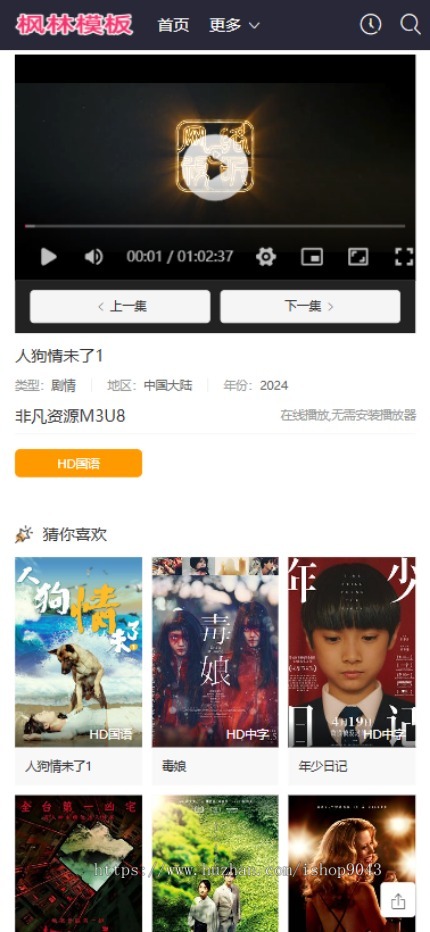 t18宽频大气自适应手机PC电脑自适应模板苹果CMSV10模板