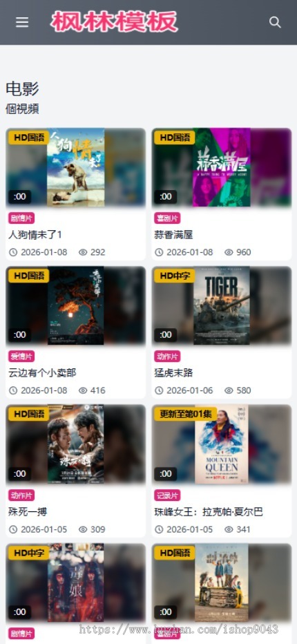 t31高端大气灰黑风格自适应手机PC电脑自适应模板苹果CMSV10模板