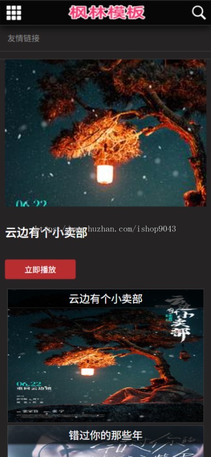 t38纯黑大气X站H站风格自适应手机PC电脑自适应模板苹果CMSV10模板
