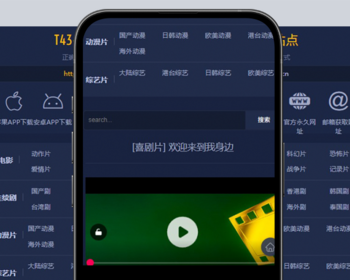 t43蓝黑深色自适应手机PC电脑自适应模板苹果CMSV10模板