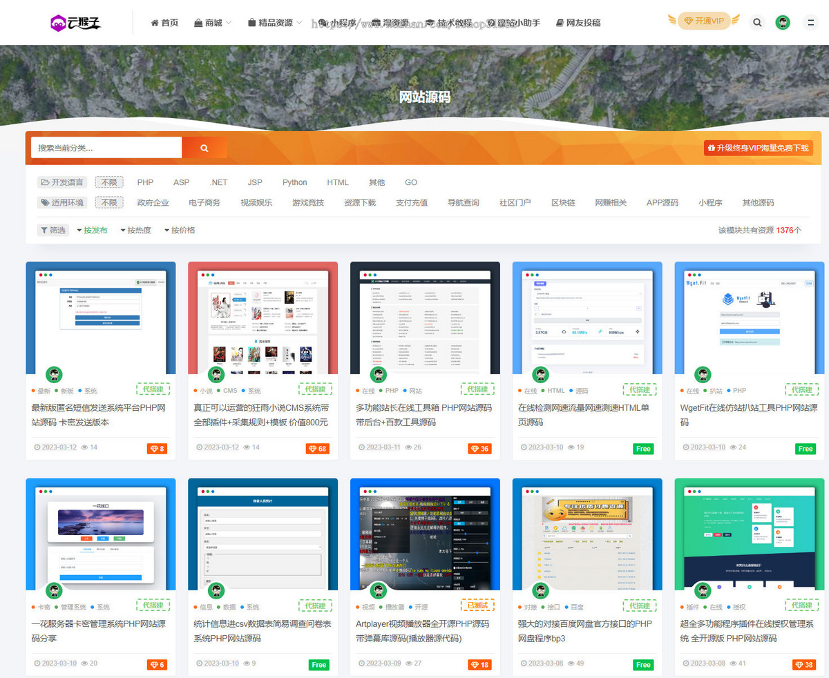 虚拟资源付费下载源码迅睿cms资源模板小二胡工作室打包有教程迅睿MS主题模