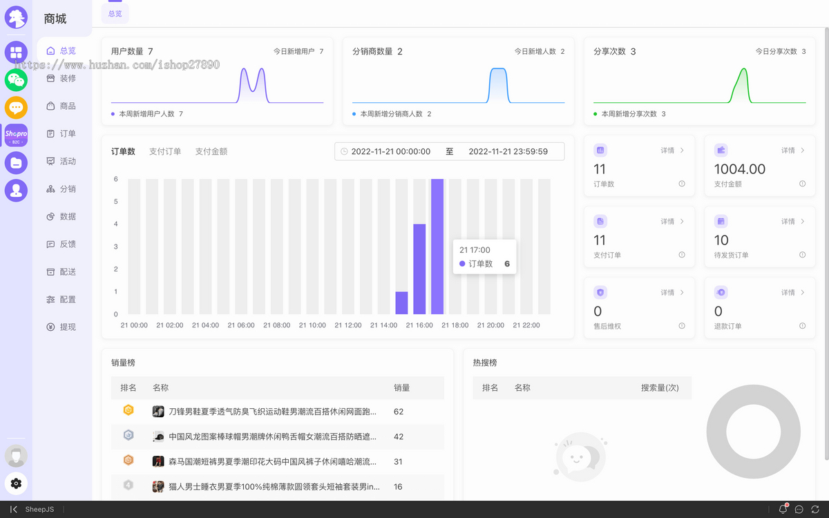 Fastadmin插件Shopro商城B2C单商户交易系统PHP多端适配H5微信小程序APP开源版移动端