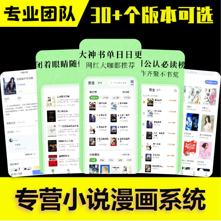 小说漫画APP系统开发免费听书会员付费阅读推广分销源码搭建广告联盟项目对接小程序h5