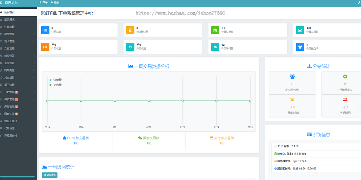 【2026运营版】彩虹商城/代刷网源码/卡密商城/自动发卡/可分站/知识付费/彩虹发卡客服