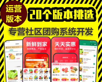 社区团购小程序系统开发拼团秒杀拼单团长开团群接龙生鲜蔬菜配送商城源码搭建DIY装修