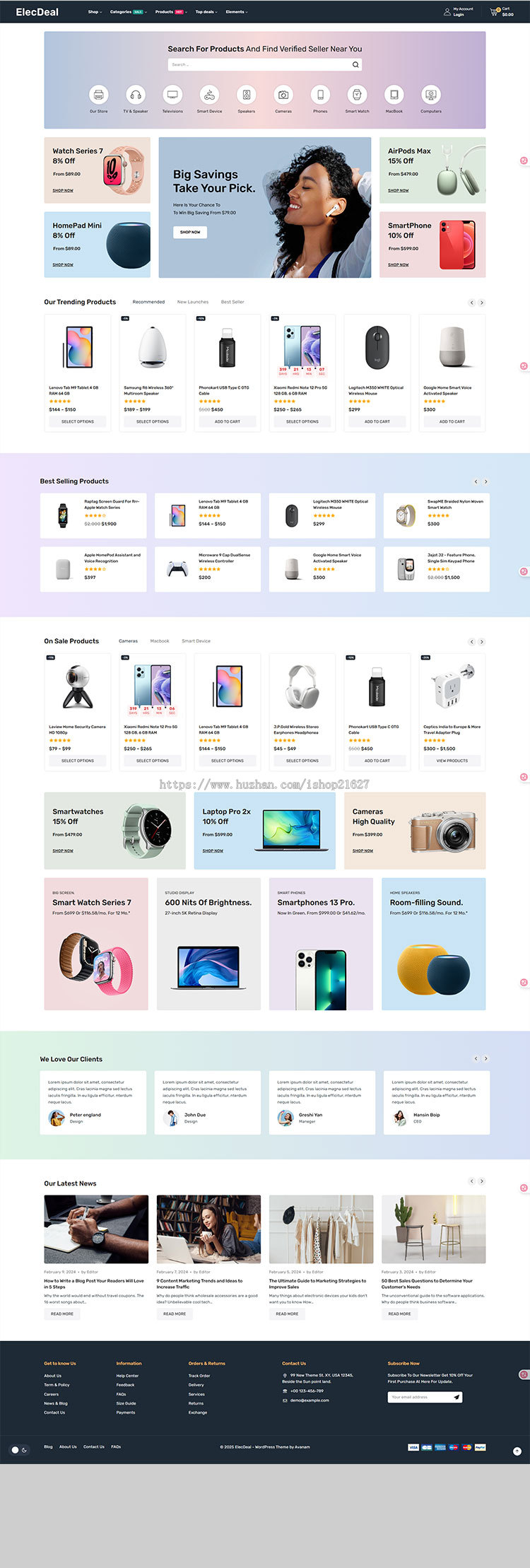 wordpress电子数码产品外贸商城响应式WooCommerce主题模板整站源码