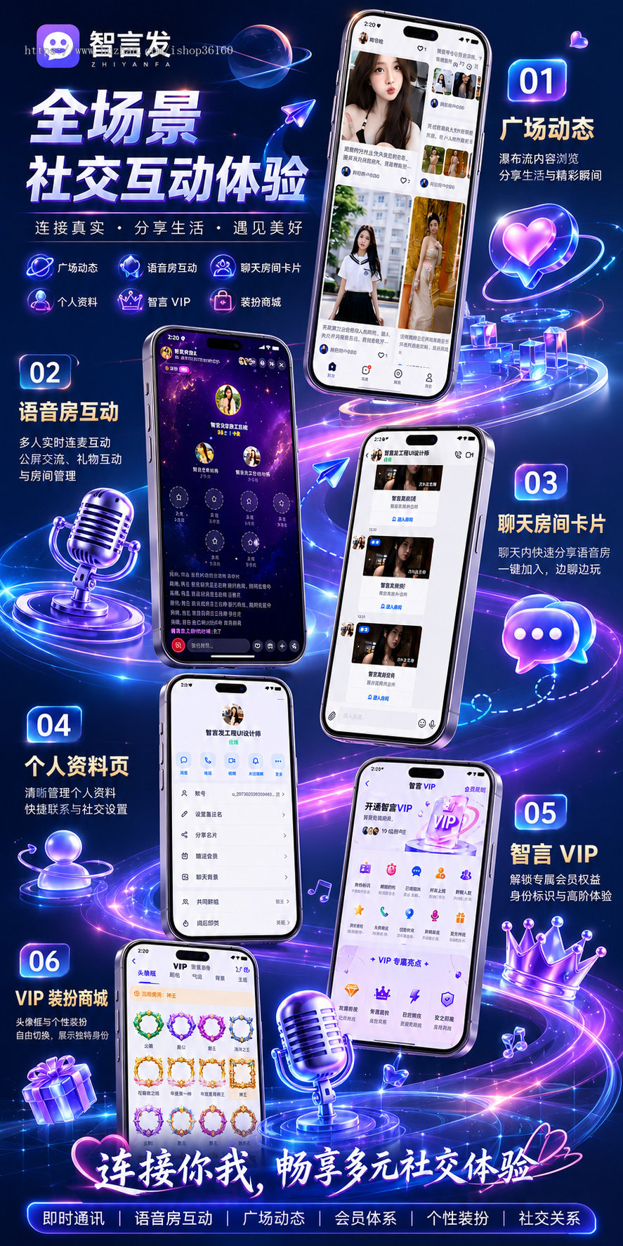 2026IM即时通讯Flutter+Go高并发架构音视频通话+靓号商城+会员系统+1对1语音房