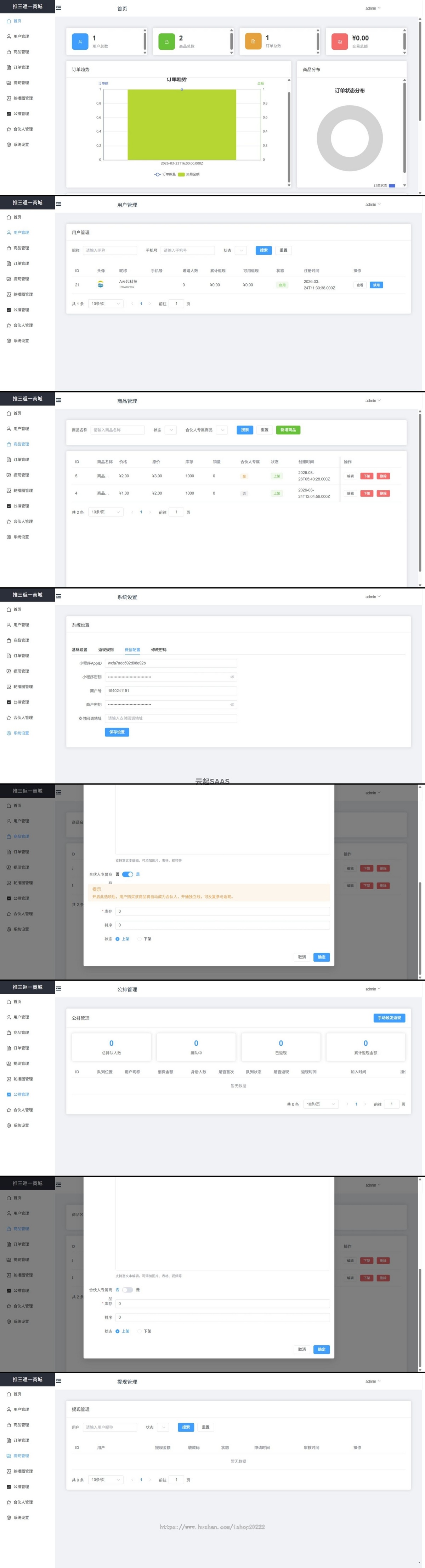 推三返一商城系统源码|单线公排+合伙人独立线|微信小程序社交电商解决方案