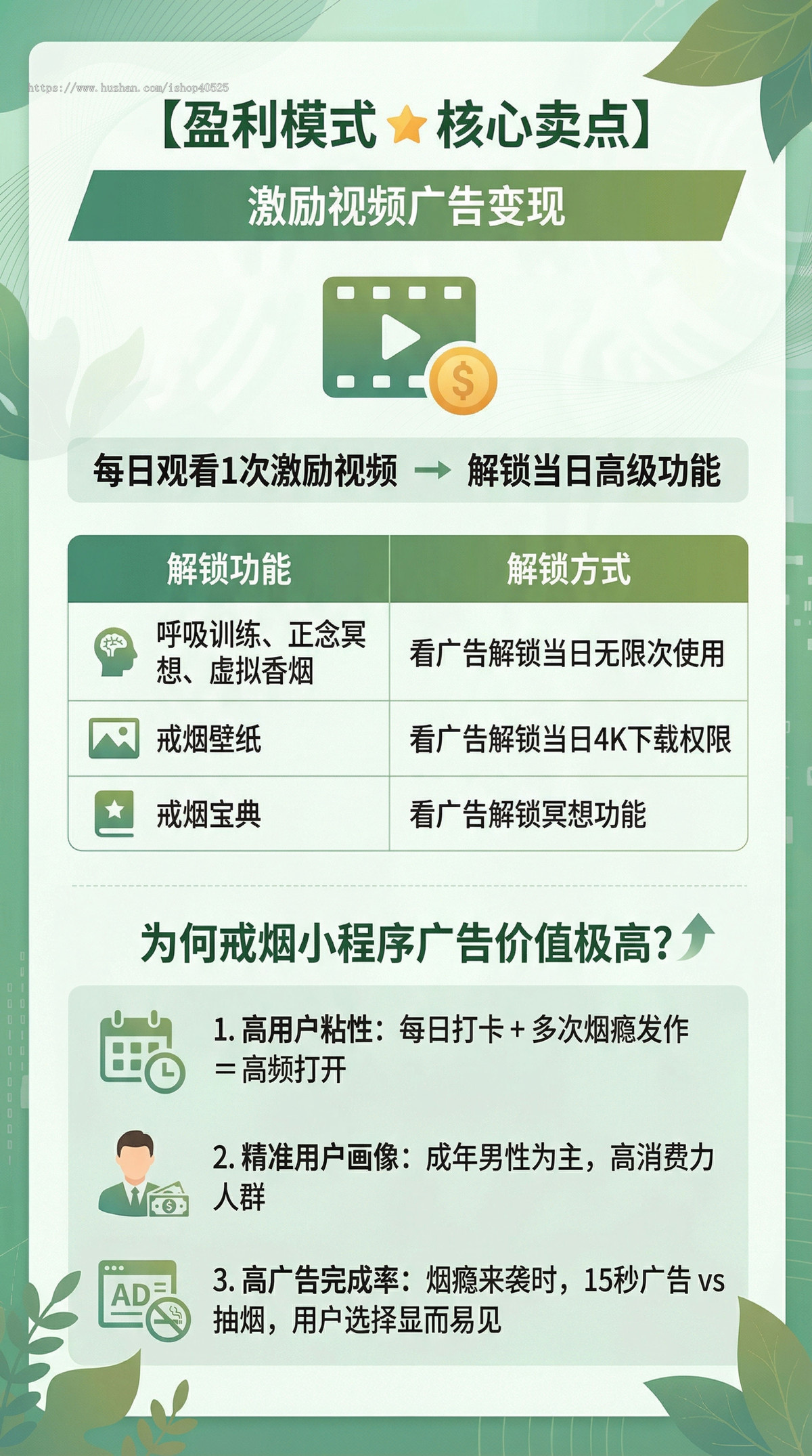 戒烟小程序激励视频广告变现每日打卡成就解锁科学戒烟守护身心健康