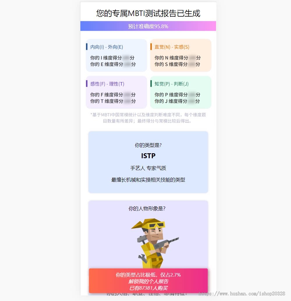 【全新版本】性格测试系统2.0 十六型人格职业性格测试 爱情分析/恋爱锦囊【ZY10】