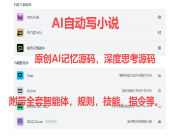 全新AI自动写小说智能体，附带指令和技能，MCP，规则技能等源码