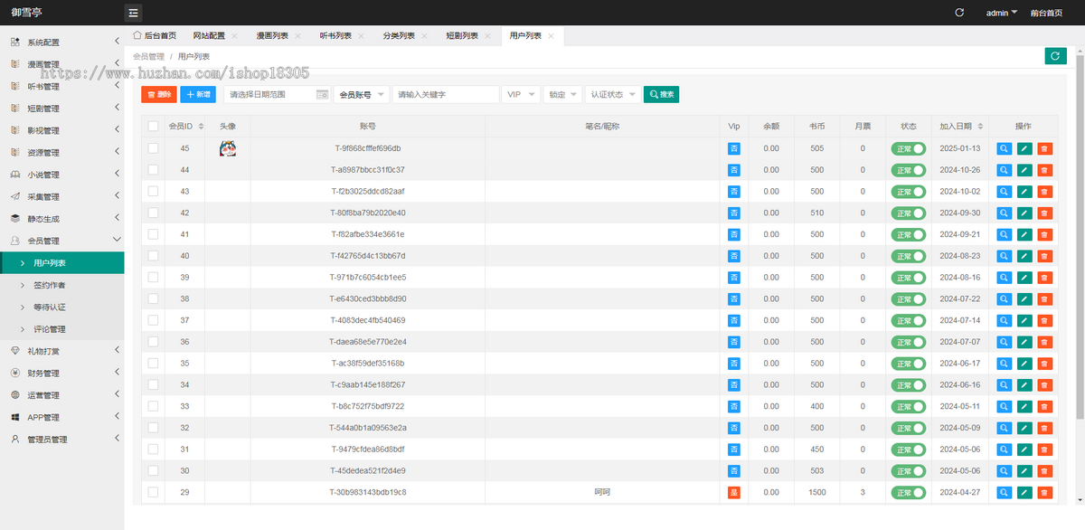 小说漫画网站源码搭建付费阅读在线听书月票打赏自动采集系统app开发影视漫剧小程序h5