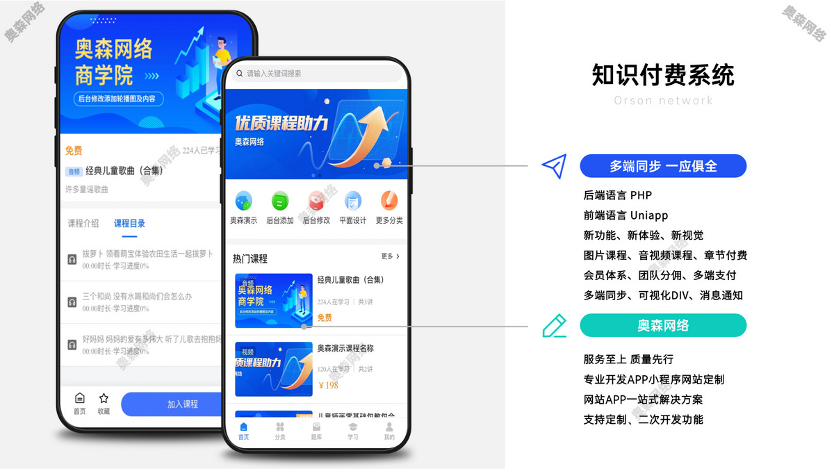 企业级知识付费源码音频章节付费文本课程视频课程小程序支持会员支付分佣逻辑在线支付