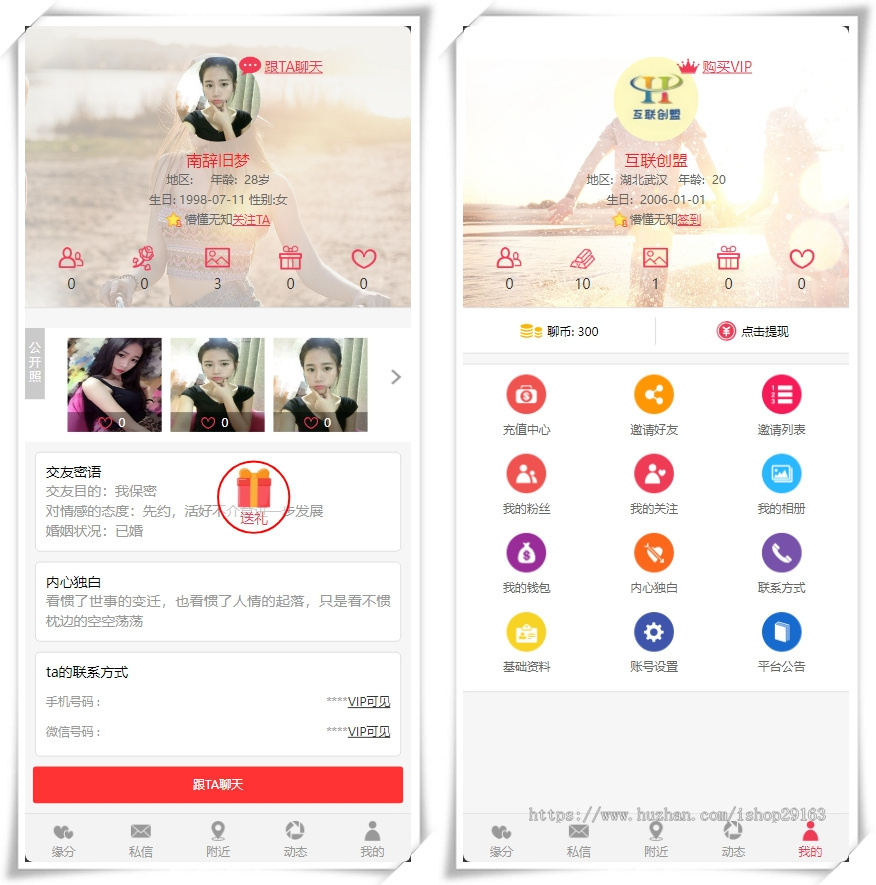 同城交友网站创盟源码 在线交友带礼物打赏功能 强大的私聊计费系统 一键批量添加马甲号