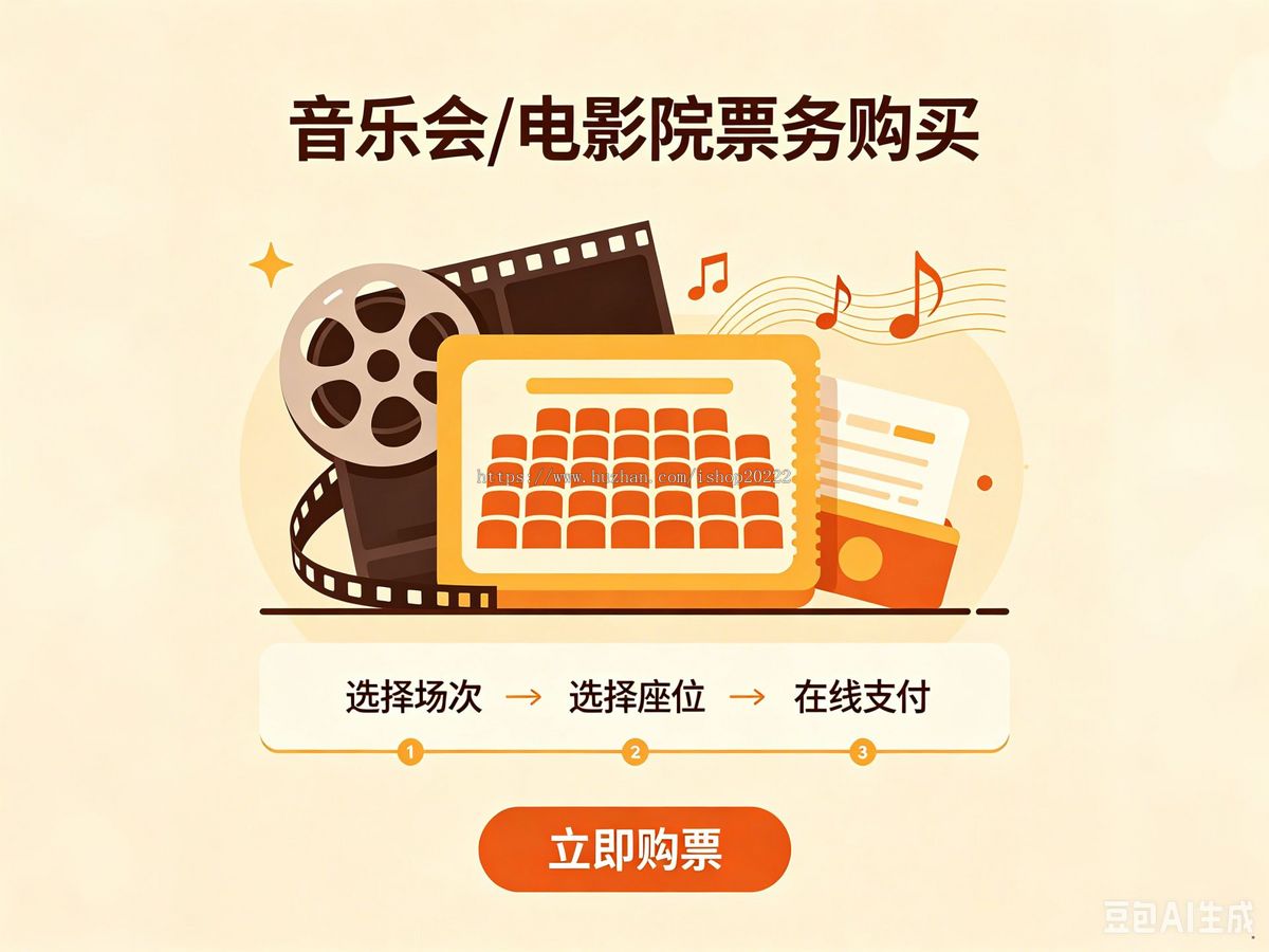 音乐会电影院票务门票购买系统 - 在线选座购票与电子票核销管理平台