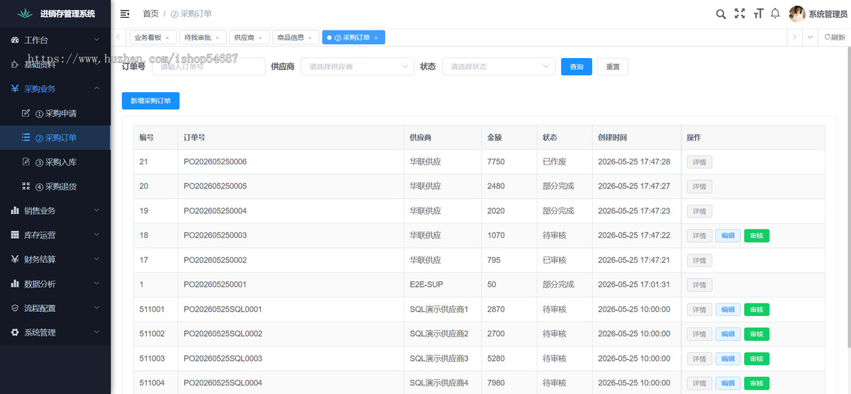 【全开源】Java版进销存管理系统/系统源码