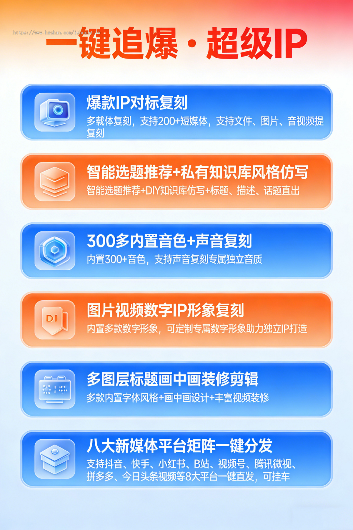 一键追爆口播短视频IP热门复刻爆款同款视频 一键矩阵发布 IP智能体 数字人分身口播系统