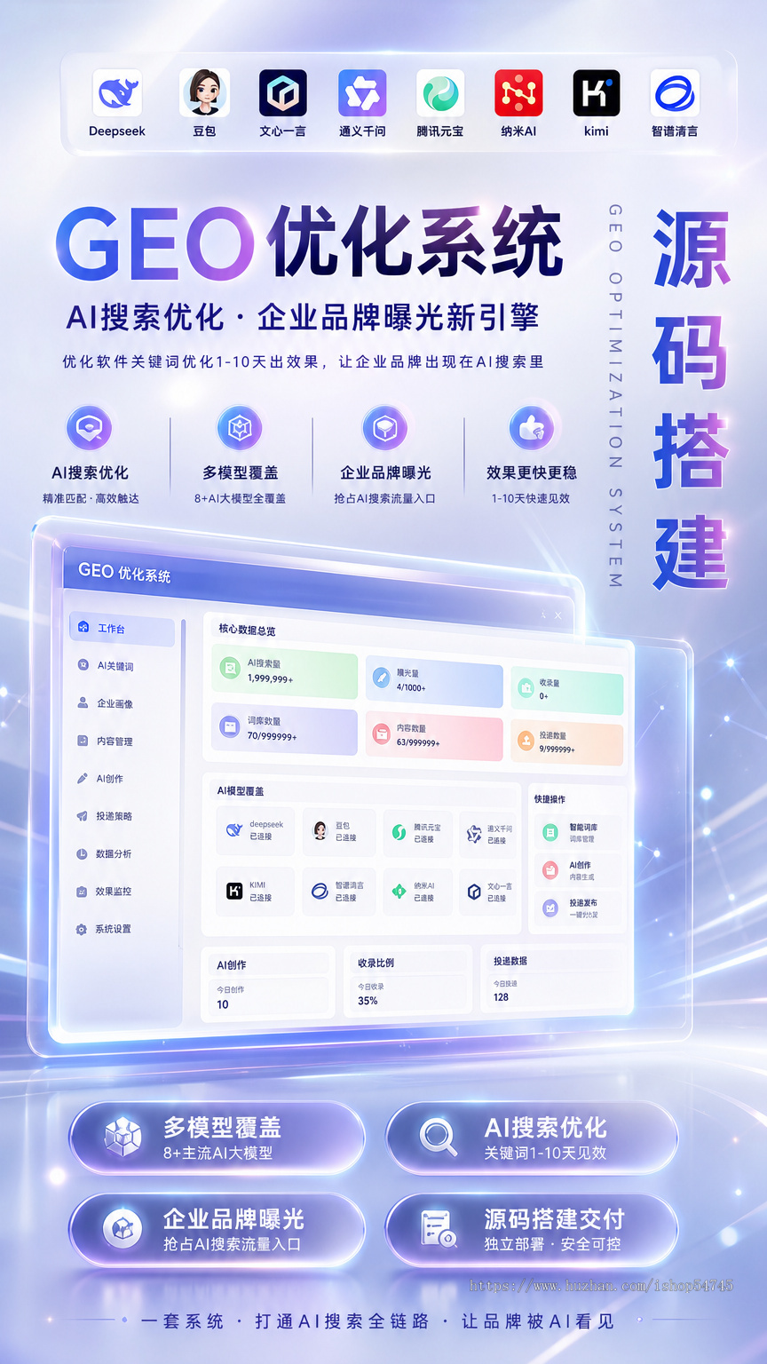 GEO关键词排名优化Ai搜索推广优化geo优化系统代理贴牌部署GEO推广系统支持豆包