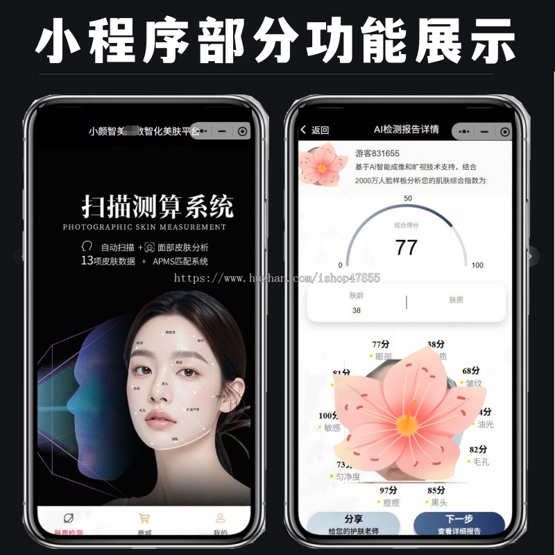 AI皮肤检测小程序 皮肤测评系统源码 拍照测肤质软件 肤质智慧测评系统