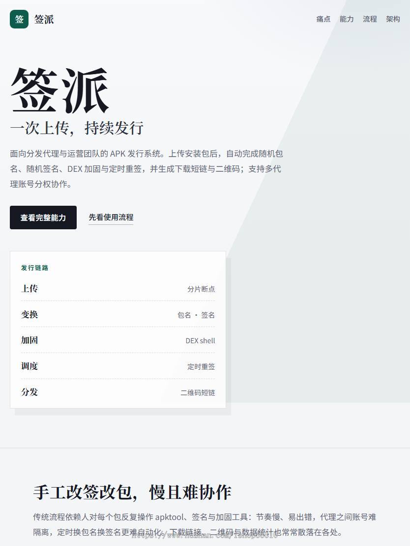 网址打包,ios,APK \发行后台源码 随机包名+随机签名+DEX加固+二维码下载