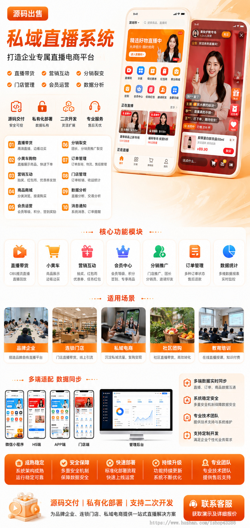 私域直播系统源码|直播带货|短视频商城|分销裂变|会员运营|门店管理