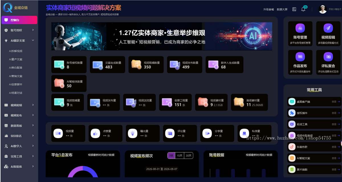 2026新款AI系统短视频矩阵AI生视频智能剪辑发布贴牌代理源码部署ai短视频矩阵系统自用